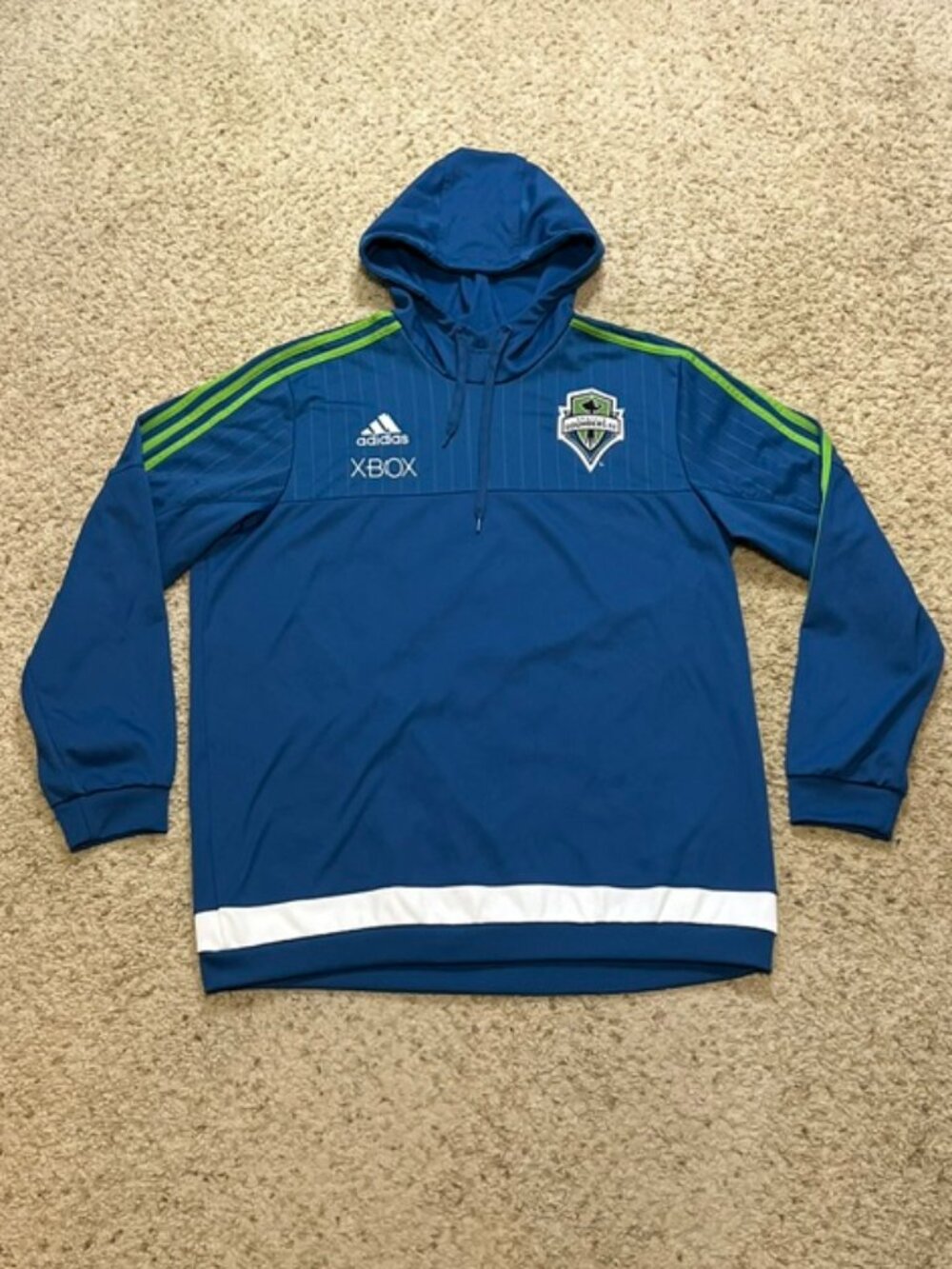 Seattle Sounders Adidas 2014-15 Blue Training Fleece Hoodie Size XLarge XL XBOX